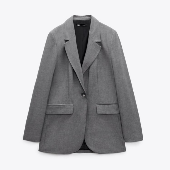 New Zara Oversized Straight Cut Blazer in Gray 1608/336 NWOT XS - Picture 1 of 9